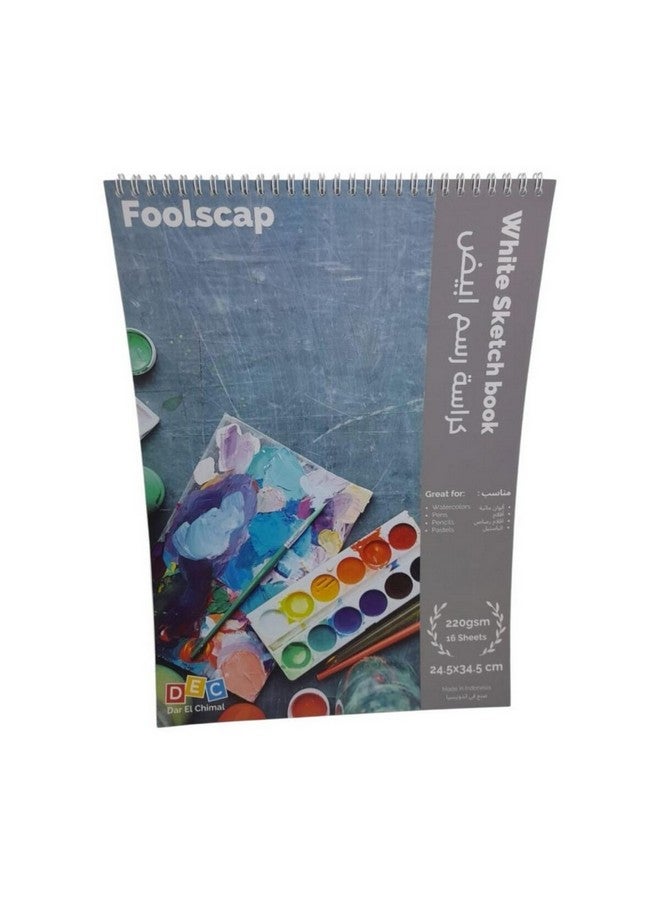 16-Sheet 220GSM Foolscap Sketch Book White 24.5 x 34.5 cm APR-SFC